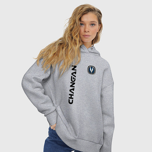 Женское худи оверсайз CHANGAN CHINE ЧАНГАН / Меланж – фото 3