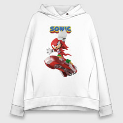 Толстовка оверсайз женская Knuckles Echidna Sonic Video game Ехидна Наклз Вид, цвет: белый