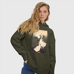 Толстовка оверсайз женская Geese Гуси, цвет: хаки — фото 2