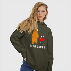 Толстовка оверсайз женская Bear Grills Беар Гриллс, цвет: хаки — фото 2