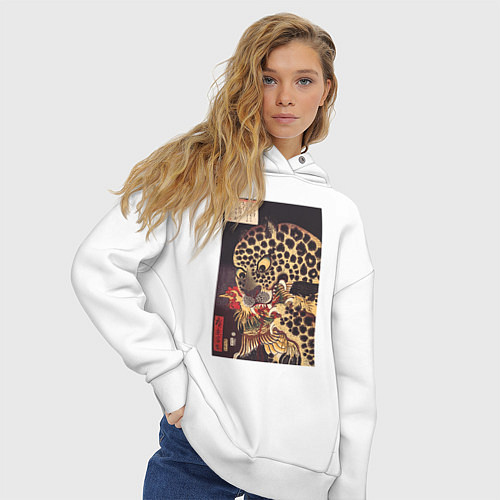 Женское худи оверсайз The Tiger of Ryokoku Тигр / Белый – фото 3
