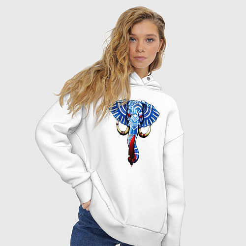 Женское худи оверсайз Слон с тесаком / Белый – фото 3