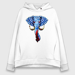 Толстовка оверсайз женская Слон с тесаком, цвет: белый