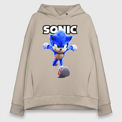 Толстовка оверсайз женская Sonic the Hedgehog 2022, цвет: миндальный