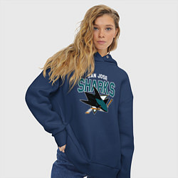 Толстовка оверсайз женская SAN JOSE SHARKS NHL, цвет: тёмно-синий — фото 2