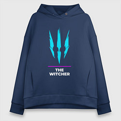 Толстовка оверсайз женская Символ The Witcher в неоновых цветах, цвет: тёмно-синий
