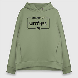 Толстовка оверсайз женская The Witcher Gaming Champion: рамка с лого и джойст, цвет: авокадо