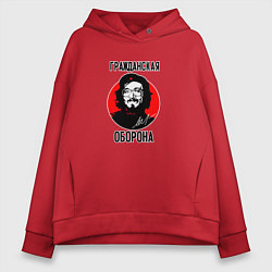 Толстовка оверсайз женская Егор летов - Г Р О Б, цвет: красный