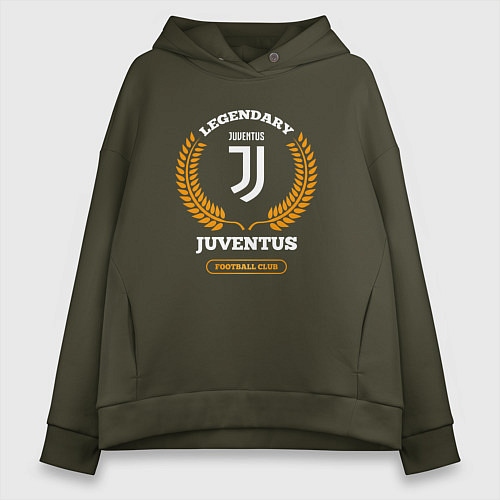 Женское худи оверсайз Лого Juventus и надпись Legendary Football Club / Хаки – фото 1