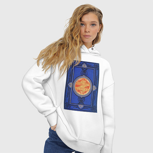 Женское худи оверсайз The Language of Flowers Винтажная обложка книги / Белый – фото 3