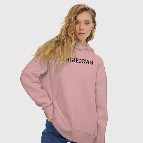 Женское худи оверсайз Shinedown лого / Пыльно-розовый – фото 3