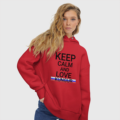 Женское худи оверсайз Keep calm Kungur Кунгур / Красный – фото 3