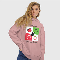 Толстовка оверсайз женская Italiano Pomodoro, любовь к Италии, пицце и томата, цвет: пыльно-розовый — фото 2