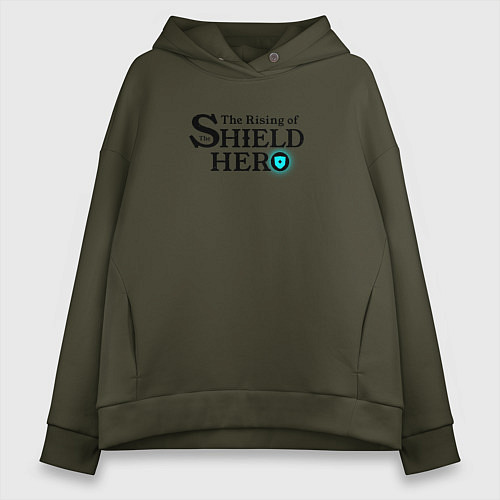 Женское худи оверсайз The Rising of the Shield Hero logo black color / Хаки – фото 1