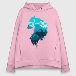 Толстовка оверсайз женская Принцесса Мононоке волчий силуэт, цвет: светло-розовый