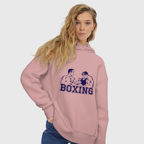 Женское худи оверсайз Бокс Boxing is cool / Пыльно-розовый – фото 3