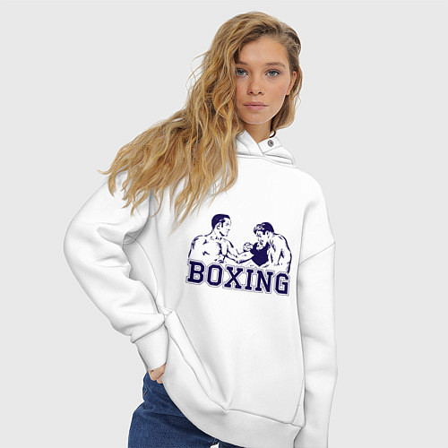 Женское худи оверсайз Бокс Boxing is cool / Белый – фото 3