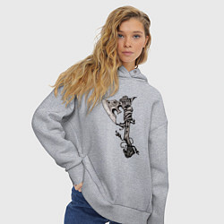 Толстовка оверсайз женская Крутой боевой тату-топор, цвет: меланж — фото 2