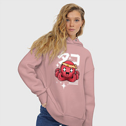 Толстовка оверсайз женская Japanese octopus, цвет: пыльно-розовый — фото 2