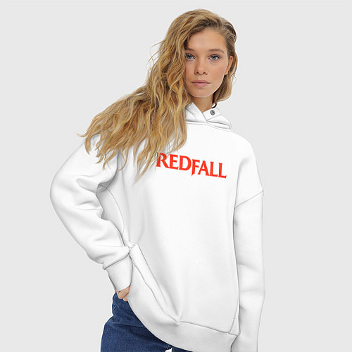 Женское худи оверсайз Redfall logo / Белый – фото 3