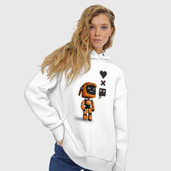Толстовка оверсайз женская Оранжевый робот с логотипом LDR, цвет: белый — фото 2