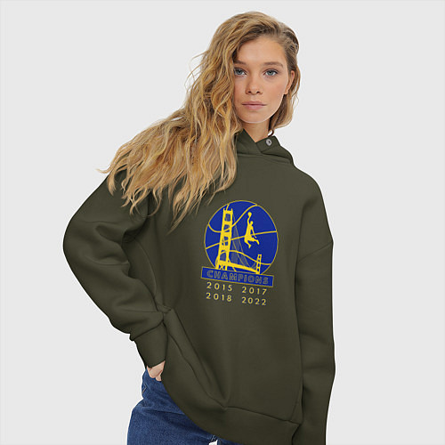 Женское худи оверсайз Champions - Warriors / Хаки – фото 3