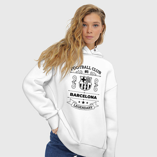 Женское худи оверсайз Barcelona: Football Club Number 1 Legendary / Белый – фото 3