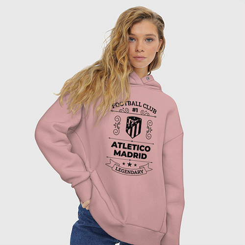 Женское худи оверсайз Atletico Madrid: Football Club Number 1 Legendary / Пыльно-розовый – фото 3