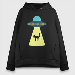 Толстовка оверсайз женская Похищение кота, цвет: черный