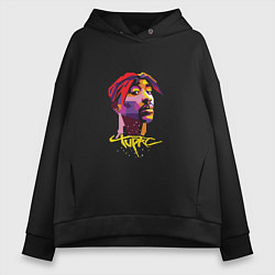 Толстовка оверсайз женская Tupac Color, цвет: черный