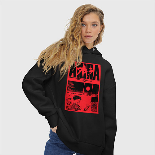 Женское худи оверсайз АКИРАAKIRA - Tetsuo vs Kaneda / Черный – фото 3