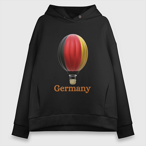 Женское худи оверсайз 3d aerostat German flag / Черный – фото 1