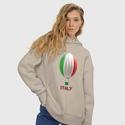 Толстовка оверсайз женская 3d aerostat Italy flag, цвет: миндальный — фото 2