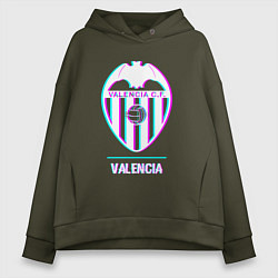 Толстовка оверсайз женская Valencia FC в стиле Glitch, цвет: хаки