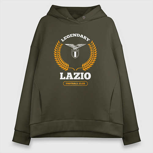 Женское худи оверсайз Лого Lazio и надпись Legendary Football Club / Хаки – фото 1