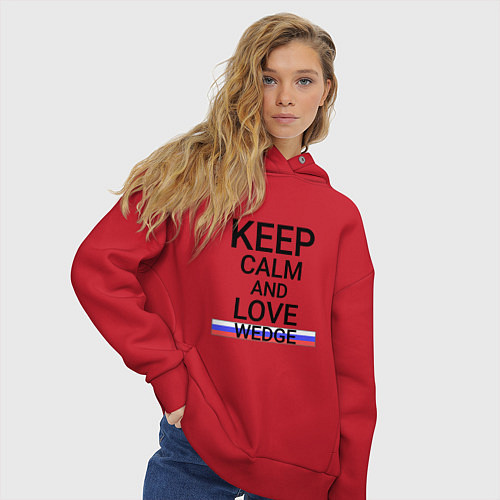 Женское худи оверсайз Keep calm Wedge Клин / Красный – фото 3