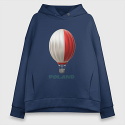 Толстовка оверсайз женская 3d aerostat Polish flag, цвет: тёмно-синий