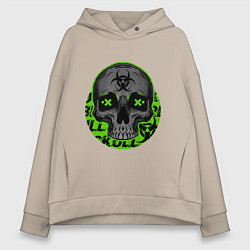 Толстовка оверсайз женская SKULL TOXIC, цвет: миндальный