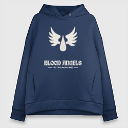 Толстовка оверсайз женская Кровавые ангелы лого винтаж, цвет: тёмно-синий