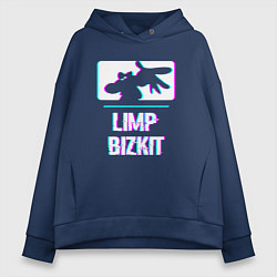 Толстовка оверсайз женская Limp Bizkit Glitch Rock, цвет: тёмно-синий