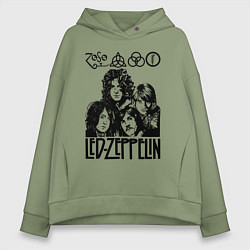 Толстовка оверсайз женская Led Zeppelin Black, цвет: авокадо