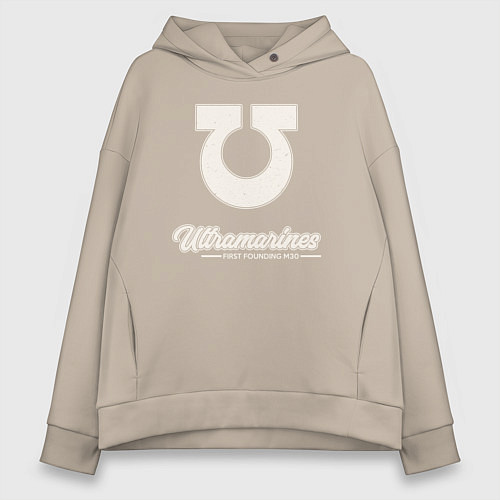 Женское худи оверсайз Ультрамарины винтаж лого / Миндальный – фото 1