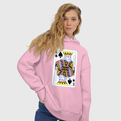 Толстовка оверсайз женская Игральная карта - Король, цвет: светло-розовый — фото 2