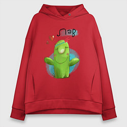 Толстовка оверсайз женская Кактус: Лав, цвет: красный