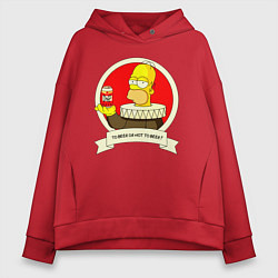 Толстовка оверсайз женская To beer or not to beer?, цвет: красный