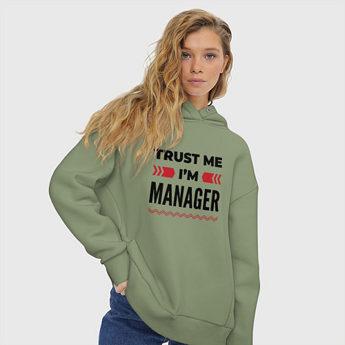 Женское худи оверсайз Trust me - Im manager / Авокадо – фото 3