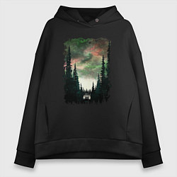 Толстовка оверсайз женская Лес кругом, цвет: черный