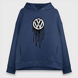 Толстовка оверсайз женская Volkswagen - art logo, цвет: тёмно-синий