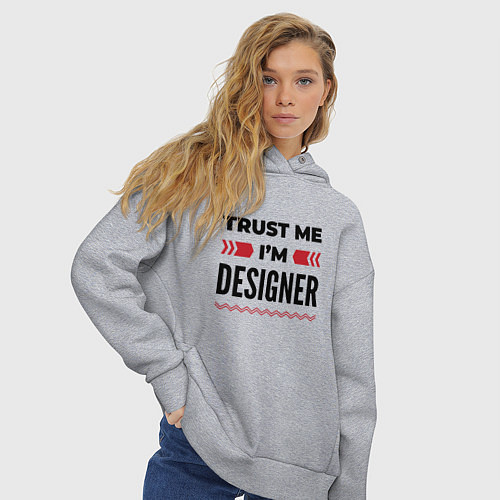 Женское худи оверсайз Trust me - Im designer / Меланж – фото 3