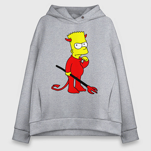 Женское худи оверсайз Bart Simpson - devil / Меланж – фото 1